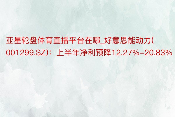 亚星轮盘体育直播平台在哪_好意思能动力(001299.SZ)：上半年净利预降12.27%-20.83%