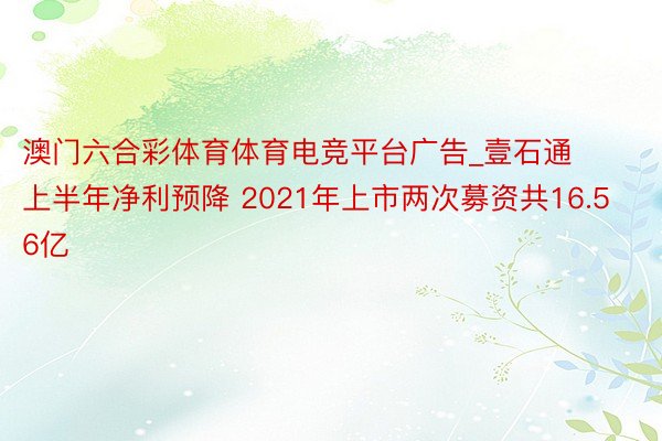 澳门六合彩体育体育电竞平台广告_壹石通上半年净利预降 2021年上市两次募资共16.56亿