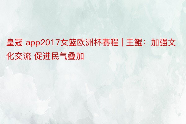 皇冠 app2017女篮欧洲杯赛程 | 王鲲：加强文化交流 促进民气叠加