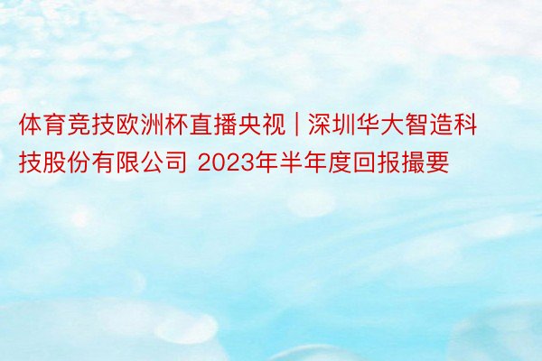 体育竞技欧洲杯直播央视 | 深圳华大智造科技股份有限公司 2023年半年度回报撮要